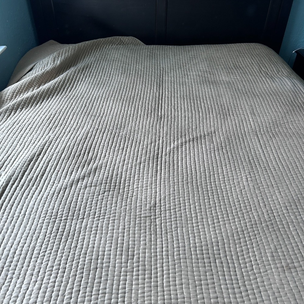 Pottery Barn Queen‎ Quilt Reversible Velvet Silk Cotton 90" x 94" Pick Stitch - Picture 3 of 14